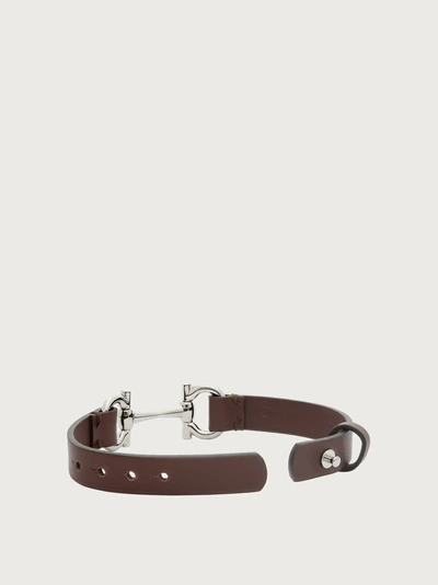 Shop Ferragamo Leather Horse Bit Bracelet In Brown