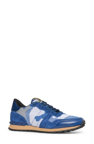 Shop Valentino Camo Rockrunner Sneaker In Blue Multi