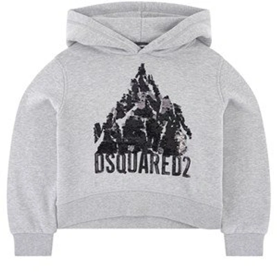 Shop Dsquared2 Logo Sequin Hoodie In Grey