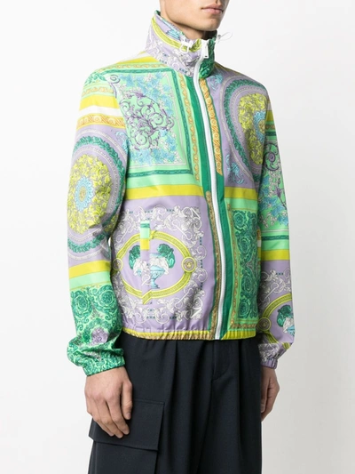 Shop Versace Barocco Mosaic-print Lightweight Jacket In Purple