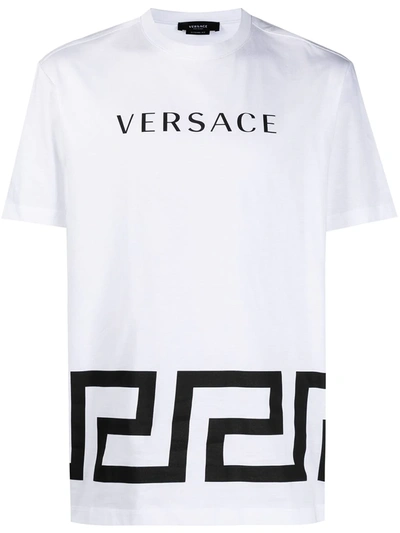 Versace T-shirt With Contrasting Graphic Pattern In White | ModeSens