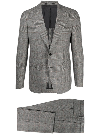 Shop Tagliatore Checked Two Piece Suit In Grey