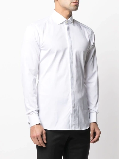 Xacus Structured Collar White Shirt With Buttoned Cuffs In White