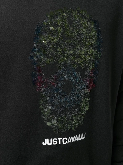 Shop Just Cavalli Sequin Skull Sweatshirt In Black