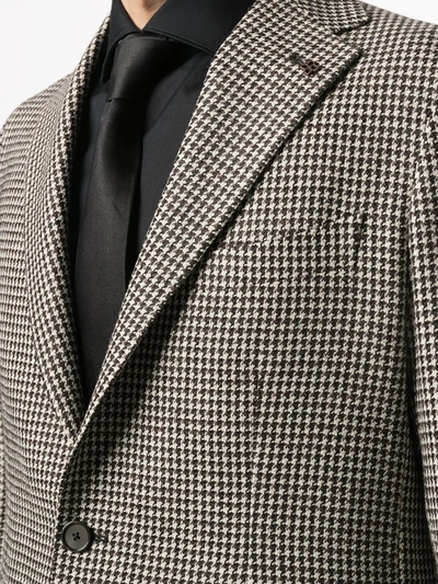 Shop Tagliatore Houndstooth Single-breasted Blazer In Neutrals