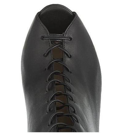 Shop Gianvito Rossi Peep-toe Leather Lace-up Booties In Black