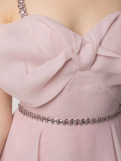 Shop Jenny Packham Bow-embellished Flared Gown In Pink