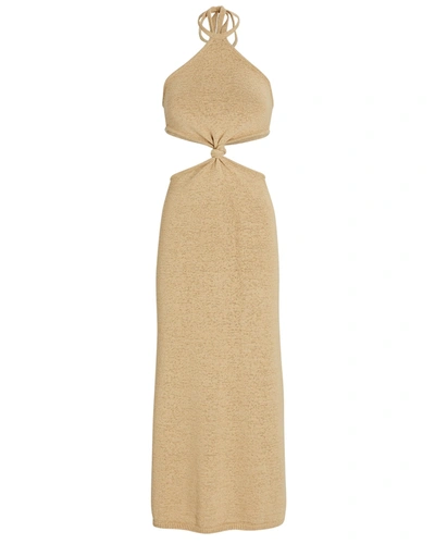 Shop Cult Gaia Cameron Knit Cut-out Midi Dress In Brown