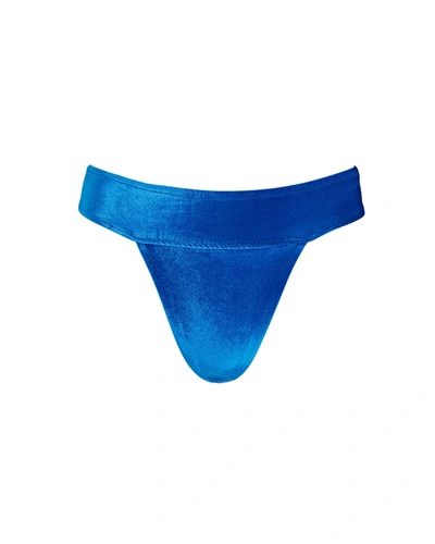 Shop Frankies Bikinis Phoebe Velvet Bikini Bottoms In Blue-med