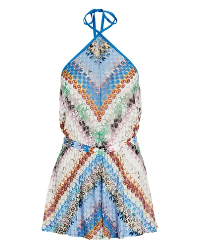 Shop Missoni Halter Knit Chevron Romper In Multi