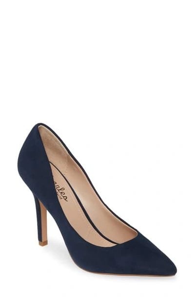 Shop Charles By Charles David Maxx Pointed Toe Pump In Navy Suede