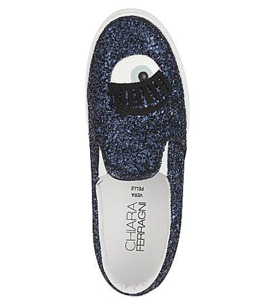 Shop Chiara Ferragni Flirting Glitter Skate Shoes In Navy
