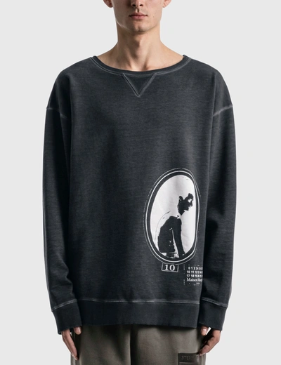 Shop Maison Margiela Garment Dyed Graphic Sweatshirt In Black