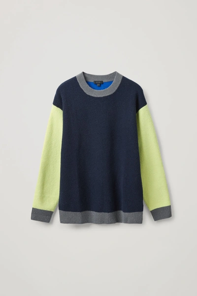 Cos Wool Colour Block Jumper In Blue ModeSens