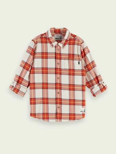 Shop Scotch & Soda Yarn-dyed Long Sleeve Checked Shirt In Red
