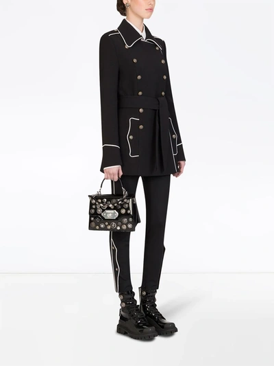 Shop Dolce & Gabbana Contrast-piping Woollen Peacoat In Black