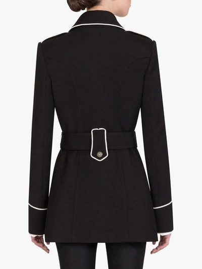 Shop Dolce & Gabbana Contrast-piping Woollen Peacoat In Black