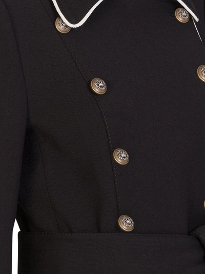 Shop Dolce & Gabbana Contrast-piping Woollen Peacoat In Black