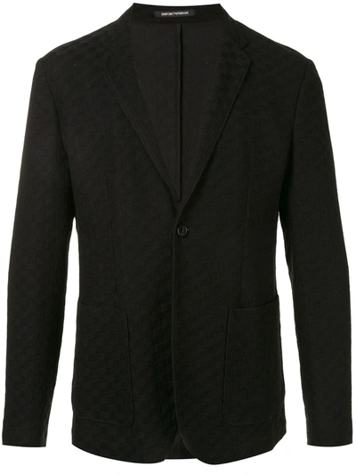 Shop Emporio Armani Textured Single-breasted Blazer In Black