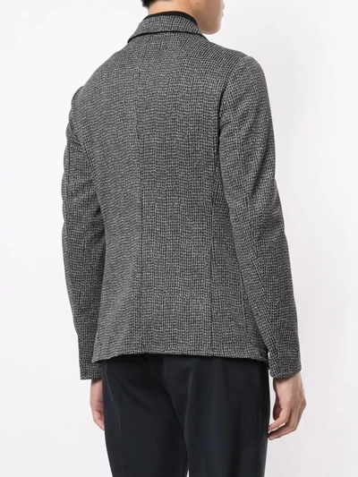Shop Emporio Armani Check Print Layered-look Blazer In Grey