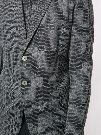 Shop Emporio Armani Check Print Layered-look Blazer In Grey