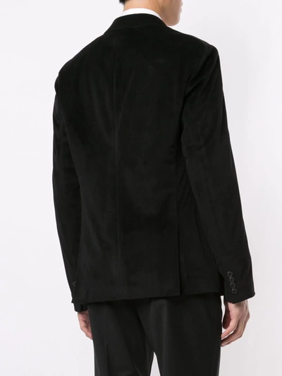 Shop Emporio Armani Velvet Single-breasted Blazer In Black