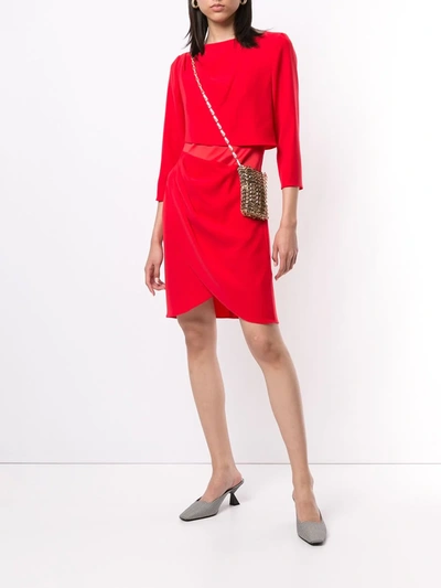 Shop Emporio Armani Draped Panelled Mini Dress In Red