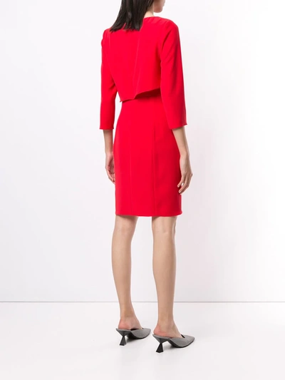 Shop Emporio Armani Draped Panelled Mini Dress In Red