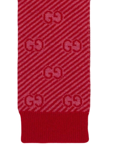 Shop Gucci Gg Monogram Wool Scarf In Red
