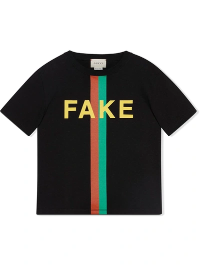 Shop Gucci Slogan-print Cotton T-shirt In Black