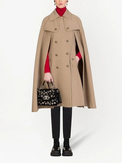 Shop Dolce & Gabbana Double-breasted Cape Coat In Neutrals