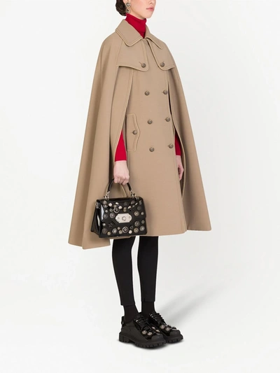 Shop Dolce & Gabbana Double-breasted Cape Coat In Neutrals