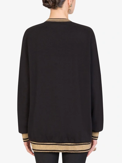 Shop Dolce & Gabbana Logo-embroidered Long-sleeve Sweatshirt In Black