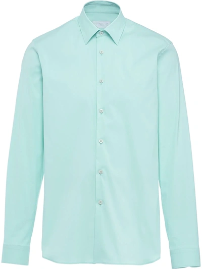 Shop Prada Poplin Buttoned Shirt In Green