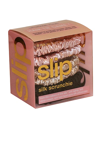 Shop Slip Skinnie Scrunchie 6 Pack In Black  Pink & Caramel