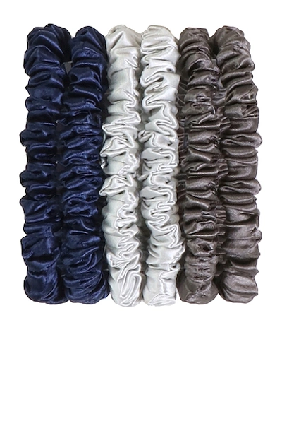 Slip Skinnie Scrunchie 6 Pack In Navy  Silver & Charcoal