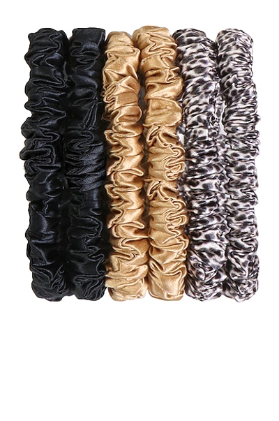 Shop Slip Skinnie Scrunchie 6 Pack In Gold  Leopard & Black