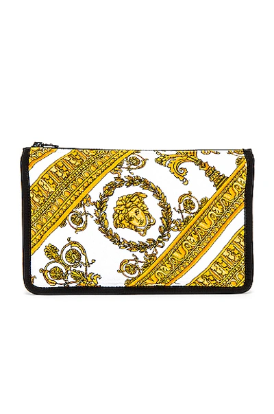 Shop Versace I Heart Baroque Big Cosmetic Case In White & Gold & Black
