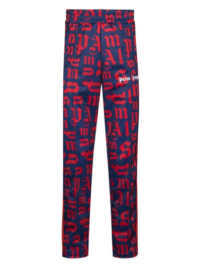 Shop Palm Angels Broken Monogram Track Pants In Blue