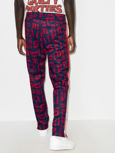 Shop Palm Angels Broken Monogram Track Pants In Blue