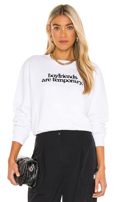 Shop Off-white Boyfriends Cropped Crewneck Sweater In White Black