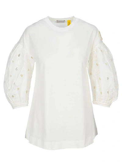 Shop Moncler By Simone Rocha Round Neck T-shirt In White