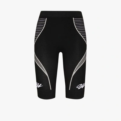 Off white Logo Print Panelled Cycling Shorts In Black ModeSens