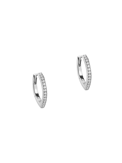 Shop Repossi Women's Antifer 18k White Gold & Diamond Single Hoop Earring
