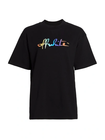 Shop Off-white Women's Rainbow Logo T-shirt In Black