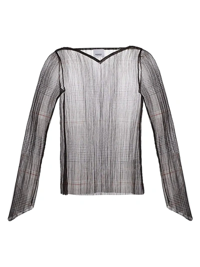 Shop Burberry Women's Sheer Pleated Top In Neutral