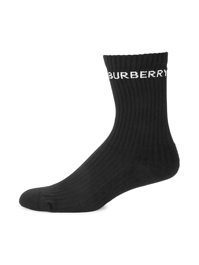 Shop Burberry Logo Crew Socks In Black