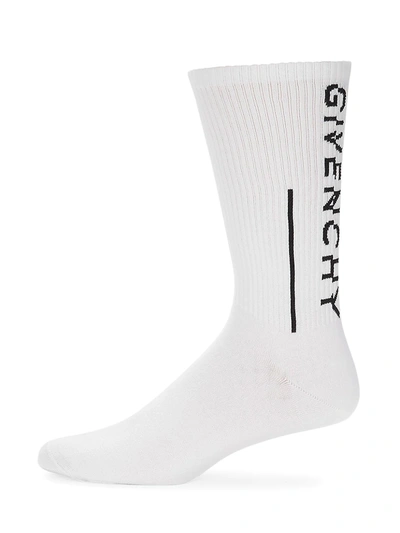 Shop Givenchy Split Logo Socks In White Black