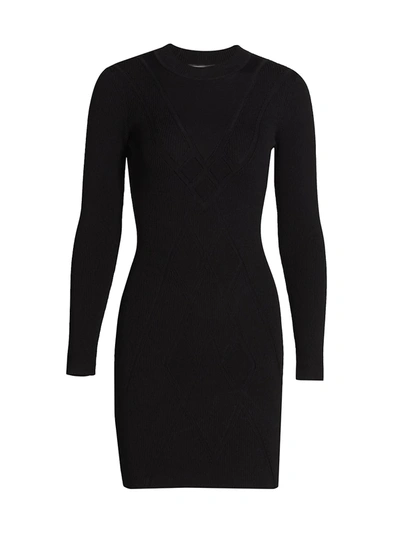 Shop Alexis Macie Geometric Rib Knit Mini Dress In Black