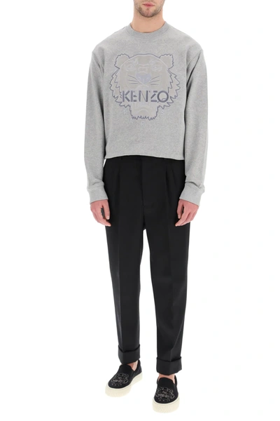 Shop Kenzo Tiger Crew Neck Sweatshirt In Grey